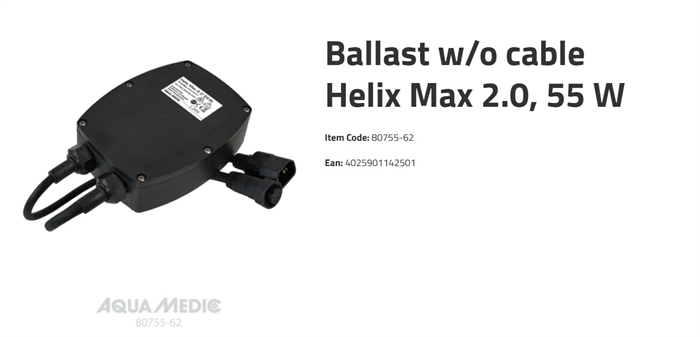 Aqua Medic Reserve Ballast -Pasaser til Helix Max 2.0(55 watt)